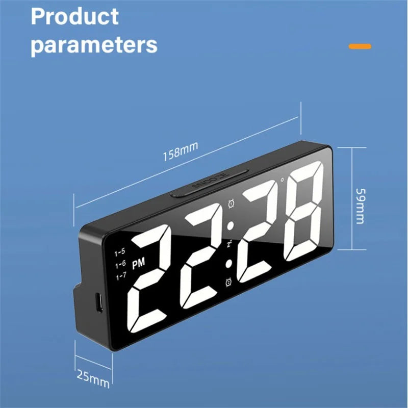 Latest Digital Clock LED Alarm Clock Bedroom Electronic Desktop Clock With Temperature Display Adjustable Brightness 12/24 Hours