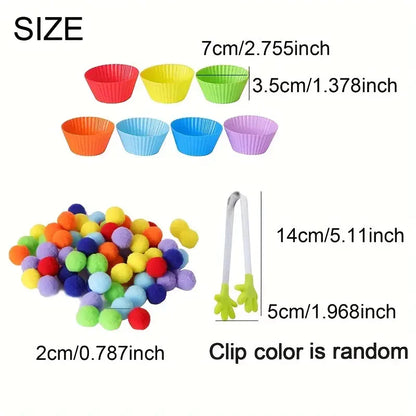 78pcs Crianças Montessori Color Matching Brinquedos Educativos de Bola de Pele