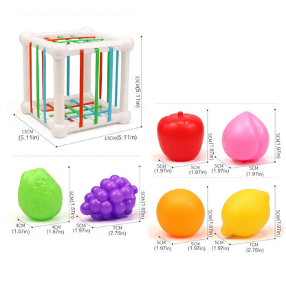 Brinquedos Montessori Sensoriais para Bebês 6-9 Meses - Frutas Coloridas e Habilidade Motoras